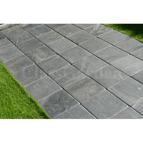 Classgarden – Pavé carré en ardoise naturelle patinée 20 cm – Épaisseur 3 cm – Pour allées et terrasses – Surface couverte 0,04 m²
