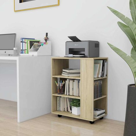 Armoire à roulettes-Meuble de rangement mobile Chêne Sonoma 60x35x75 cm Bois d’ingénierie 210209 (1/5)