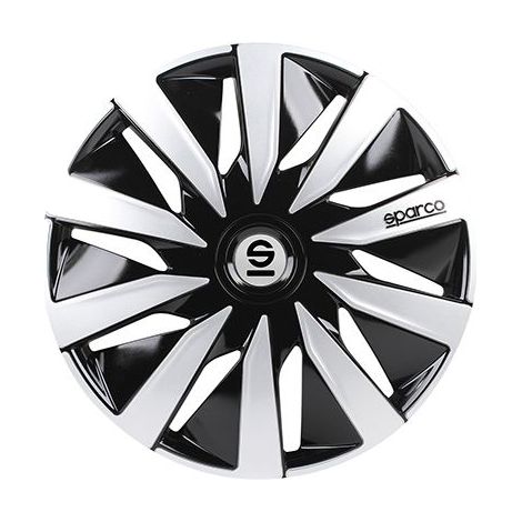 Borchie Set 4 copricerchi 15" pollici copriruota auto Lazio SPC1591BKSV nero argento