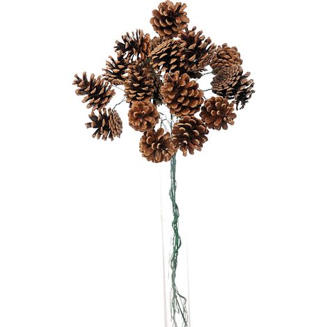 Ramo decorativo natalizio Pick con 20 pigne da 27 cm -Bianco calcinato (1/5)