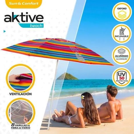Aktive Windschutzschirm für den Strand Multicolor 220 cm