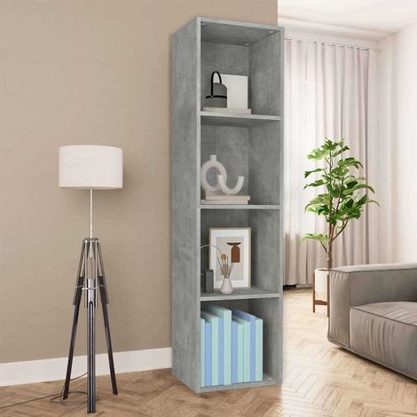 Bibliothèque/Meuble TV Étagère de Rangement - pour Bureau Salon Chambre Cuisine Gris béton 36 x 30 x 143 cm Aggloméré BV573702 - BonneVie (1/5)