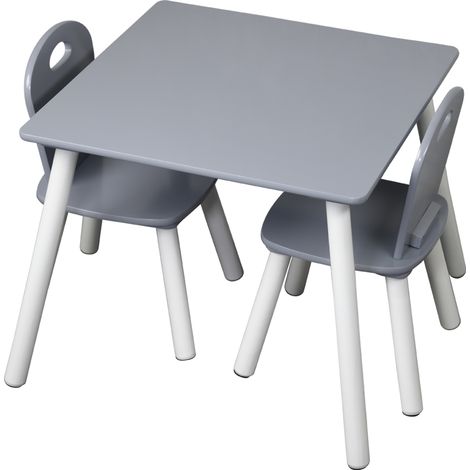 1 table d'enfant avec 2 chaises gris FSC (1/5)