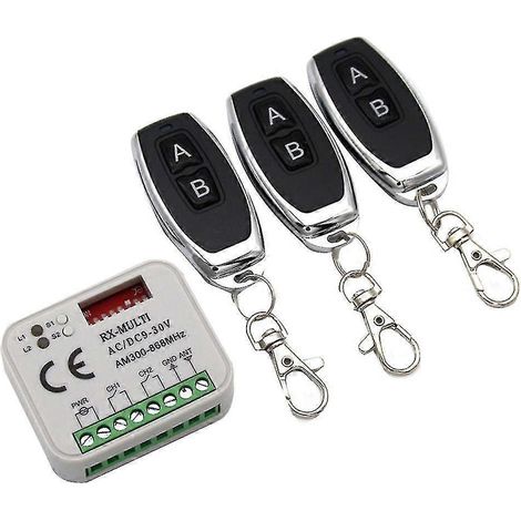 Récepteur de télécommande pour portail de garage 433 868 MHz Rx Multi 300-900 MHz AC/DC 9-30 V avec télécommande (1/5)