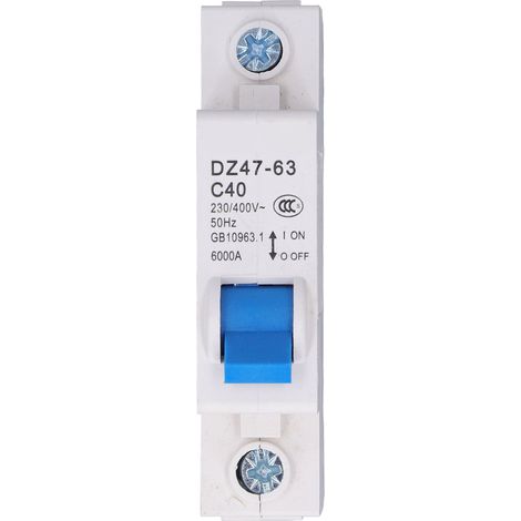 ZJchao Miniatur-Leistungsschalter, Stromverteilungs-Steuergerät Miniatur-Leistungsschalter 1P Stromtrennschalter DIN-Schienenmontage 230V 400V 40A DZ47-63 C40..