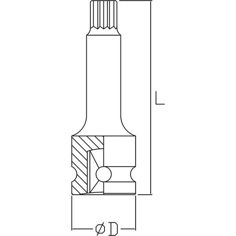 Cle a douille male renforcee xzn m12 1/2