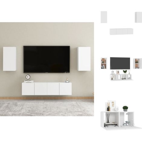 TV-Möbel - Living 4-tlg. TV-Schrank-Set Weiß Holzwerkstoff (1/5)
