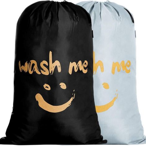 2er Wäschesammler 120L faltbar mit Kordelzug, reißfestes Nylon für Haushalt & Reise (1/5)