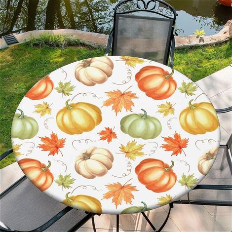 Nappe ronde avec élastique, motif citrouille, Ø 90cm, lavable