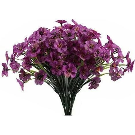 Lot de 6 Bouquets de Fleurs Artificielles Violettes en Plastique et Tissu, 36 cm, pour décor Durables pour Jardin, Mariage et Maison(Purple) (1/5)