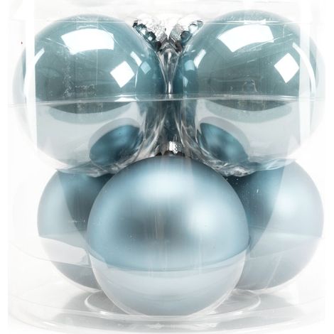 TrendLine Weihnachtskugeln Glas Ø80mm 6Stk dämmerungsblau Christbaumkugeln Xmas (1/3)