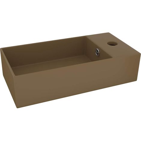 Lavabo vasque à poser Luxueux, Bac à laver, avec trop-plein Céramique Crème mat OIB1063E (1/5)