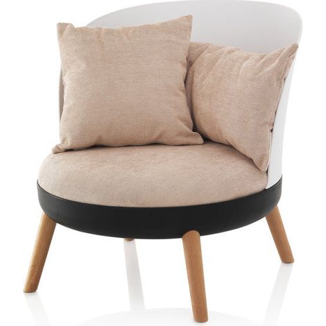 Poltroncina bassa ROMANTICA in legno e tessuto rosa (1/2)