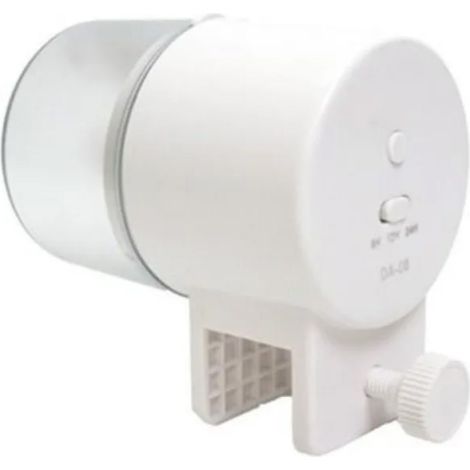 Alimentador automático independiente para peces con temporizador inteligente y cantidad de alimento ajustable.