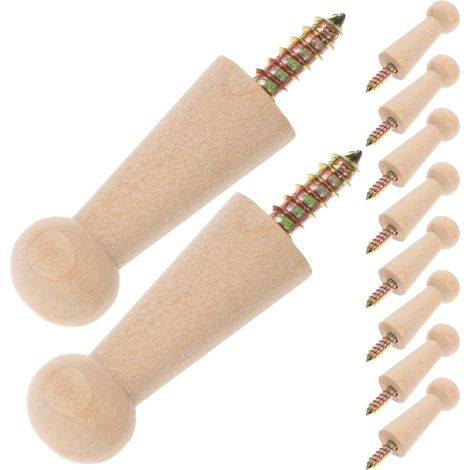 10 crochets muraux bois, 18x50 mm, pour entrée et vêtements (1/5)