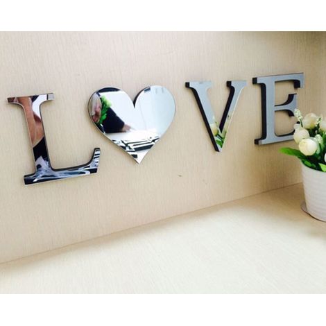 Alphabet DIY Meubles Effet Miroir Sticker Mural Art Décoratif Maison Salon (1/5)