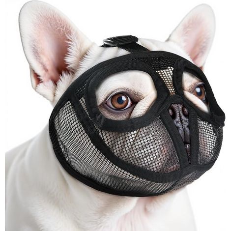 Maulkorb für Französische Bulldoggen mit hohlen Augenlöchern atmungsaktiver Hundemaulkorb mit kurzer Schnauze geeignet für Englische Bulldoggen L (1/4)