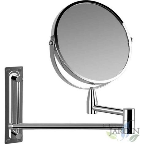 Miroir de maquillage mural de 17 cm - Réglage rotatif grossissant 360º. Sable nickel 5x