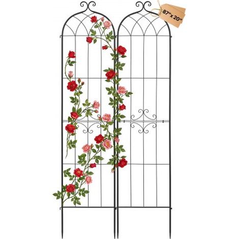Rankgitter, 220x52,5 cm 2er-Pack, Metall Rankhilfe mit Pulverbeschichteter Oberfläche & Verriegelungsmechanismus, Kletterhilfe, Garten Spalier, Pflanzengitter für Blumen, Gemüse & Rosen (1/5)