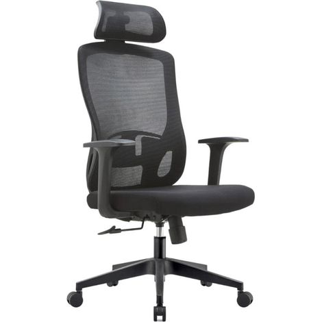 Sedia Direzionale da Ufficio 62x64x118/133 cm Ergonomica con Poggiabraccia Regolabili Nera (1/5)