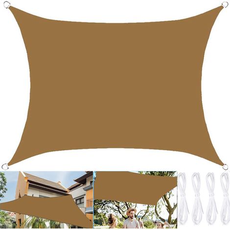 Rectangular sunshade sail 360W360L, garden awning with rope, waterproof and UV resistant, suitable for patio, courtyard, gazebo, yellow
