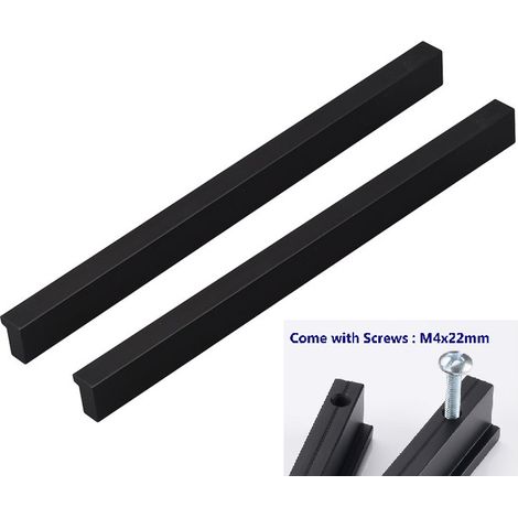 MINKUROW 2x 90° L Pomos de puerta Cocina Dormitorio Puerta Gabinete Manijas Gabinete Puerta Manija Pomo para cajón Armario Tirador de muebles interiores, Distancia central 224 mm, Aluminio (1/5)