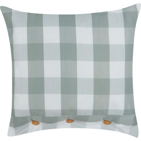 Cojín de algodón a cuadros estilo cottage verde menta 45 x 45 cm Tamnine
