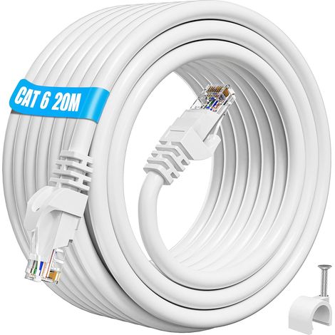 Cable Ethernet 20m, Cat 6 Cable RJ45 20m Haute Vitesse Câble Réseau (1/5)