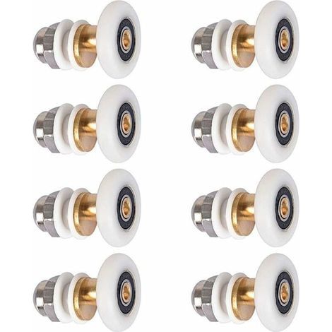 Roulettes de porte douche 27mm – Lot de 8 rouleaux en nylon et cuivre – Pour portes coulissantes et incurvées – Installation facile (1/5)