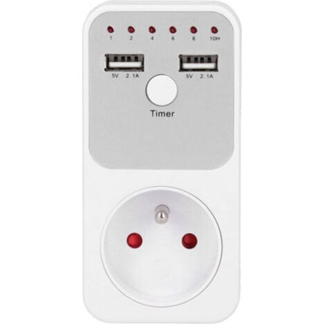 Prise Minuteur, 180260V 16A 3680W Prise de Sécurité, Prise de Minuterie de Compte à Rebours USB Pratique, Prise de Minuterie pour Hôtel à Domicile(Prise Française)