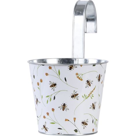 Cache pot design en zinc Abeilles avec crochet (1/5)