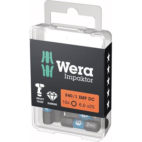 Wera Bit Impaktor 1/4 DIN 3126 C6,3 Innensechskant 6x25mm 10er Pack