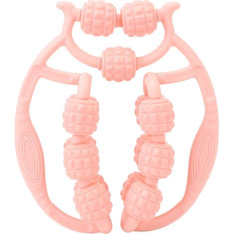 15-rädrige Muskelrolle, pinkfarbene runde Beinklemmen, vielseitiges PP-Handmassagegerät für Arme, Nacken und Körper (1/5)
