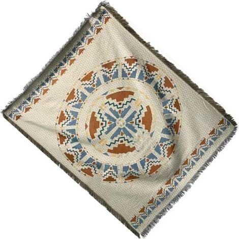 Serviette de canapé vintage double épaisseur, 2 couleurs, à franges sur 4 côtés, rectangulaire, idéale pour les pique-niques, 90 x 150 cm. (1/5)