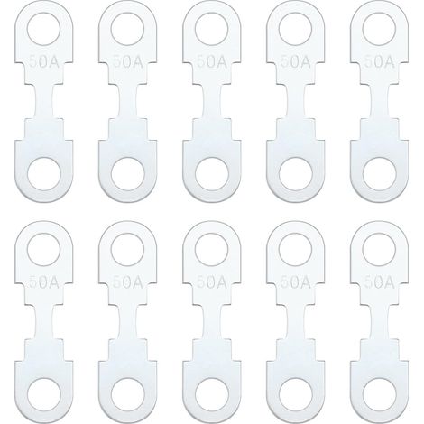 10pcs Bande de Fusible Plate Ton Argent Accessoires en Alliage de Zinc Pièce de Rechange Bande de Fusible de Lame 50A DC 32V Compatible avec VW (1/5)