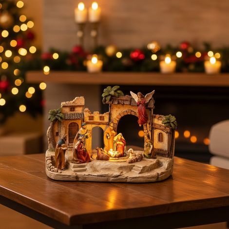 EDG Enzo De Gasperi Diorama Presepe di Natale H 22,5 Cm L 34 Cm L 18 Cm Musica, Movimento e Led Multicolor (1/3)