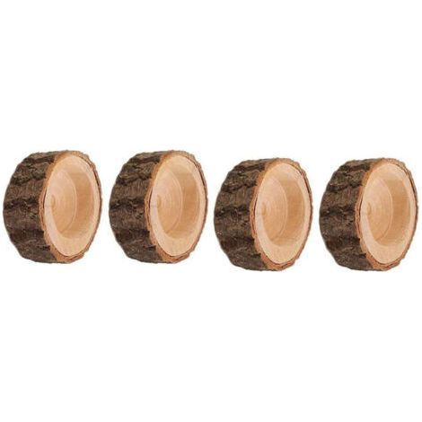 Lot de 4 décorations artisanales en bois – Objets décoratifs faits main