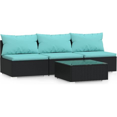 Maison Exclusive - 4-tlg. Garten-Lounge-Set mit Kissen Schwarz Po