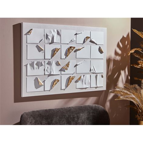 Toile abstraite avec feuilles d'or semi-pelables. 80x120 cm. 80x3x120 cm. (1/3)