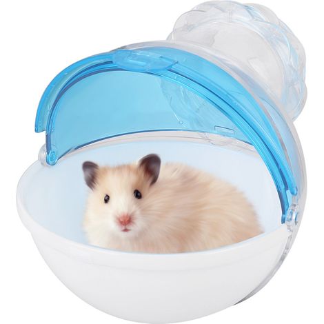 Cage en acrylique pour petits animaux de compagnie, salle de bain externe, maison de toilette pour Hamster, cochon d'inde, bleu (1/5)