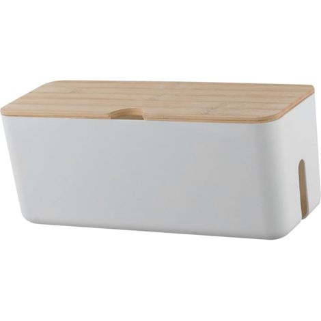 Boîte de Rangement Câble Chargeur avec Couvercle Bois Organisateur de Câbles Plastique Mural Gestionnaire de Fils pour Maison et Bureau Pratique (1/5)