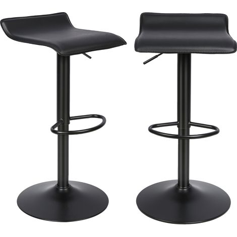 Tabouret Bar Noir Lot de 2, Tabouret Cuisine Reglable en Hauteur et Pivotant Chaise de Bar, avec Siège en Similicuir (1/5)