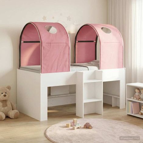 Cama con Túnel 3 uds. Blanco y Rosa Madera de ingeniería (1/5)