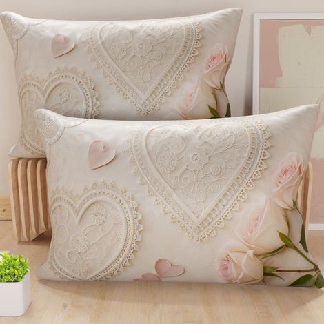 Paire de taies d'oreiller 30 x 50 cm en Microfibre, Coussins d'ameublement, canapé, Salon, 2 Housses de Coussin, taie d'oreiller Shabby 319, 100% fabriqué en Italie
