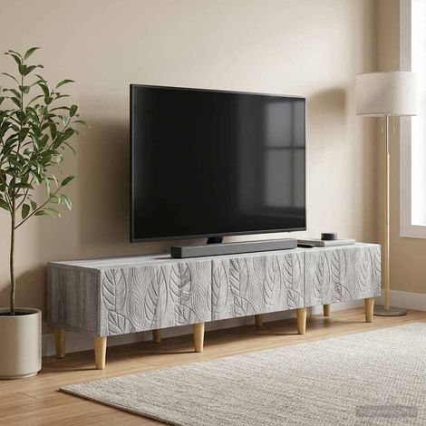 Meuble TV vintage avec 3 tiroirs en bois d’ingénierie Sonoma gris 147 x 34,5 x 30 cm - PANGIVO (1/5)