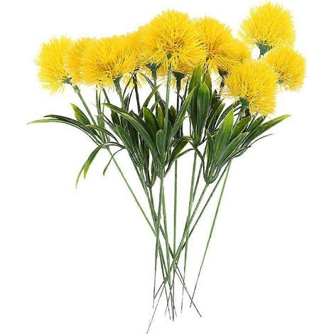 Lot de 12 branches de pissenlit artificielles réalistes, fausses fleurs de pissenlit-25.00X3.50X3.50CM-Yellow (1/4)
