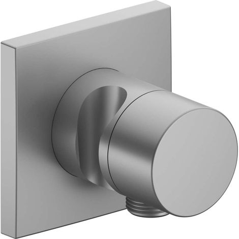 Robinet Keuco IXMO 59549, robinet d'arrêt et de commutation 3 voies avec raccord de flexible et support de douchette, rosette carrée, poignée pure, Coloris: finition aluminium - 59549170202 (1/2)