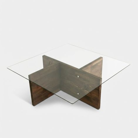 Mesa de centro de vidrio templado y madera Glory