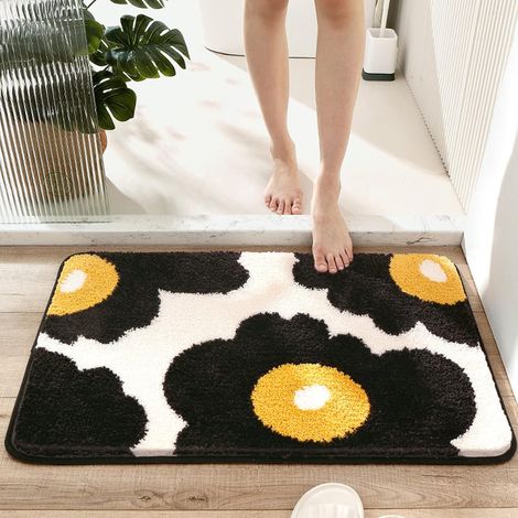 Tapis de bain antidérapant et lavable en machine - Doux et lavable - Tapis de bain absorbant l'eau - Pour douche et salle de bain - 50 x 80 cm