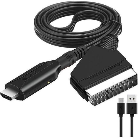 Scart vers Hdmi Convertisseur Péritel vers HDMI avec câble HDMI, pour Full HD TV 720P/1080P pour Les Lecteurs DVD, VHS, VCR Ikodm